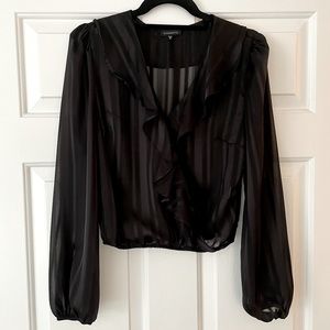Size XS Dynamite Black Ruffled Long Sleeve Shirt